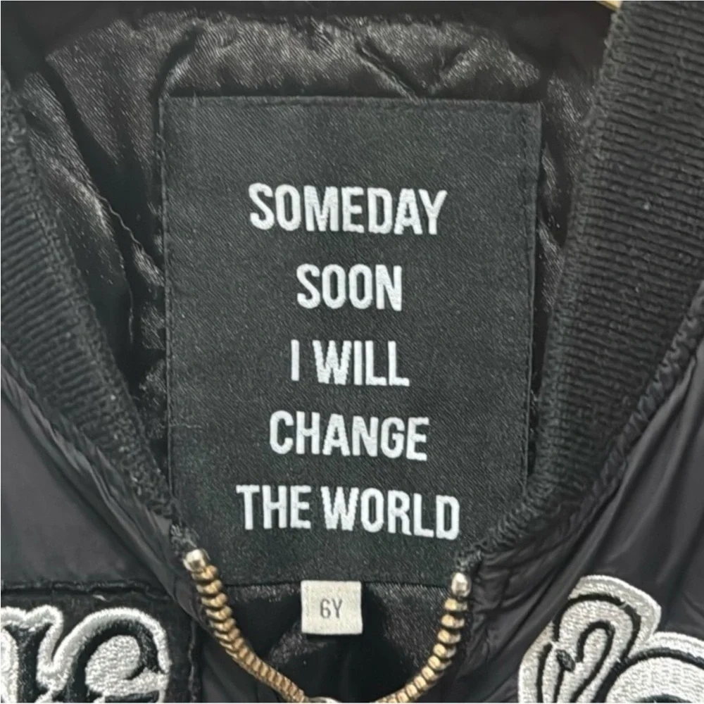 Authentic Someday Soon I will Change the world boys designer jacket sz 6